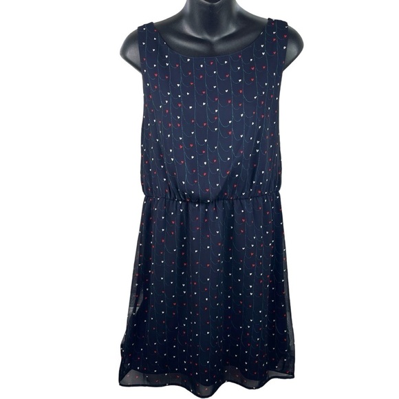 Hanging Hearts Navy Blue Sleeveless Dress Juniors/Women’s Large - Picture 2 of 13